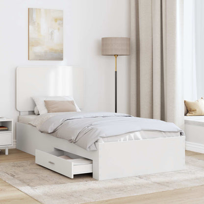 Bed Frame with Headboard White 90 x 200 cm Engineered Wood
