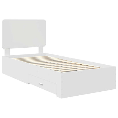 Bed Frame with Headboard White 90 x 200 cm Engineered Wood