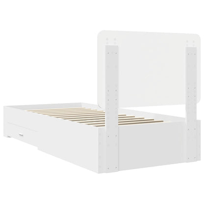 Bed Frame with Headboard White 90 x 200 cm Engineered Wood