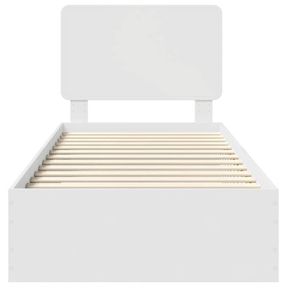 Bed Frame with Headboard White 90 x 200 cm Engineered Wood