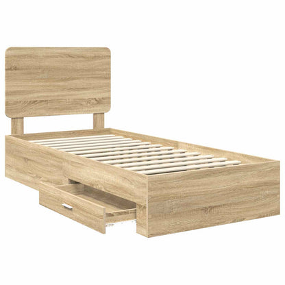 Bed Frame with Headboard Sonoma Oak 90 x 200 cm Engineered Wood