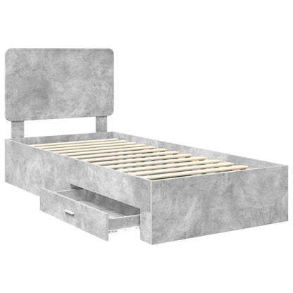 Bed Frame with Drawer Concrete Grey 90 x 200 cm Engineered Wood
