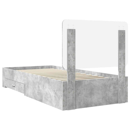 Bed Frame with Drawer Concrete Grey 90 x 200 cm Engineered Wood