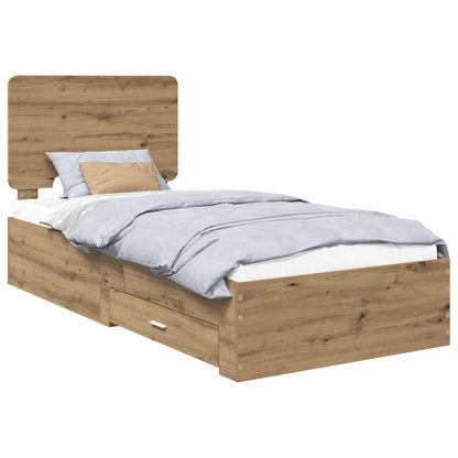 Bed Frame with Drawer Artisan Oak 90 x 200 cm Engineered Wood