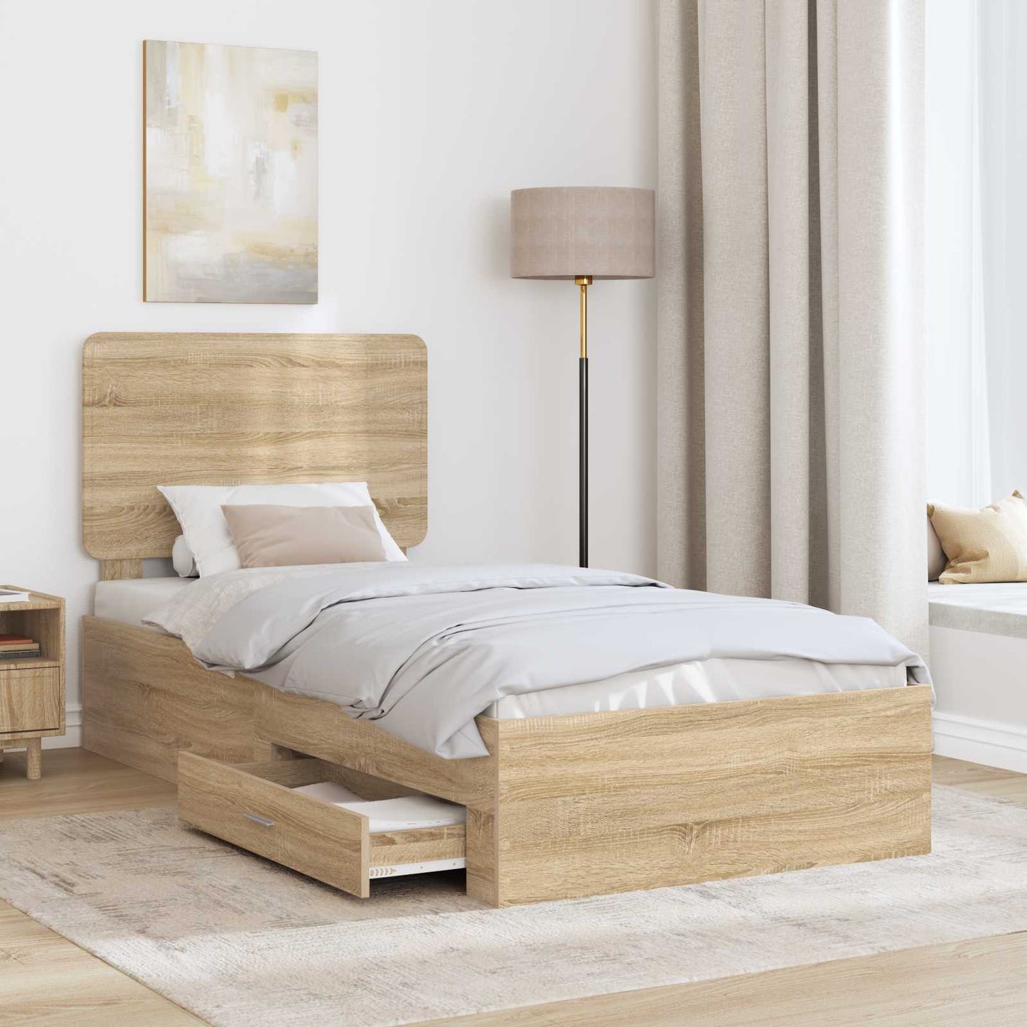 Bed Frame with Headboard Sonoma Oak 90 x 190 cm Engineered Wood