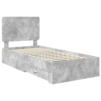 Bed Frame with Drawer Concrete Grey 90 x 190 cm Engineered Wood