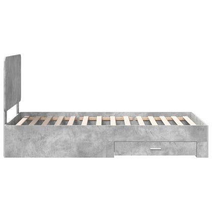 Bed Frame with Drawer Concrete Grey 90 x 190 cm Engineered Wood