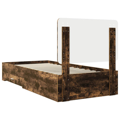 Bed Frame with Headboard Smoked Oak 90 x 190 cm Engineered Wood
