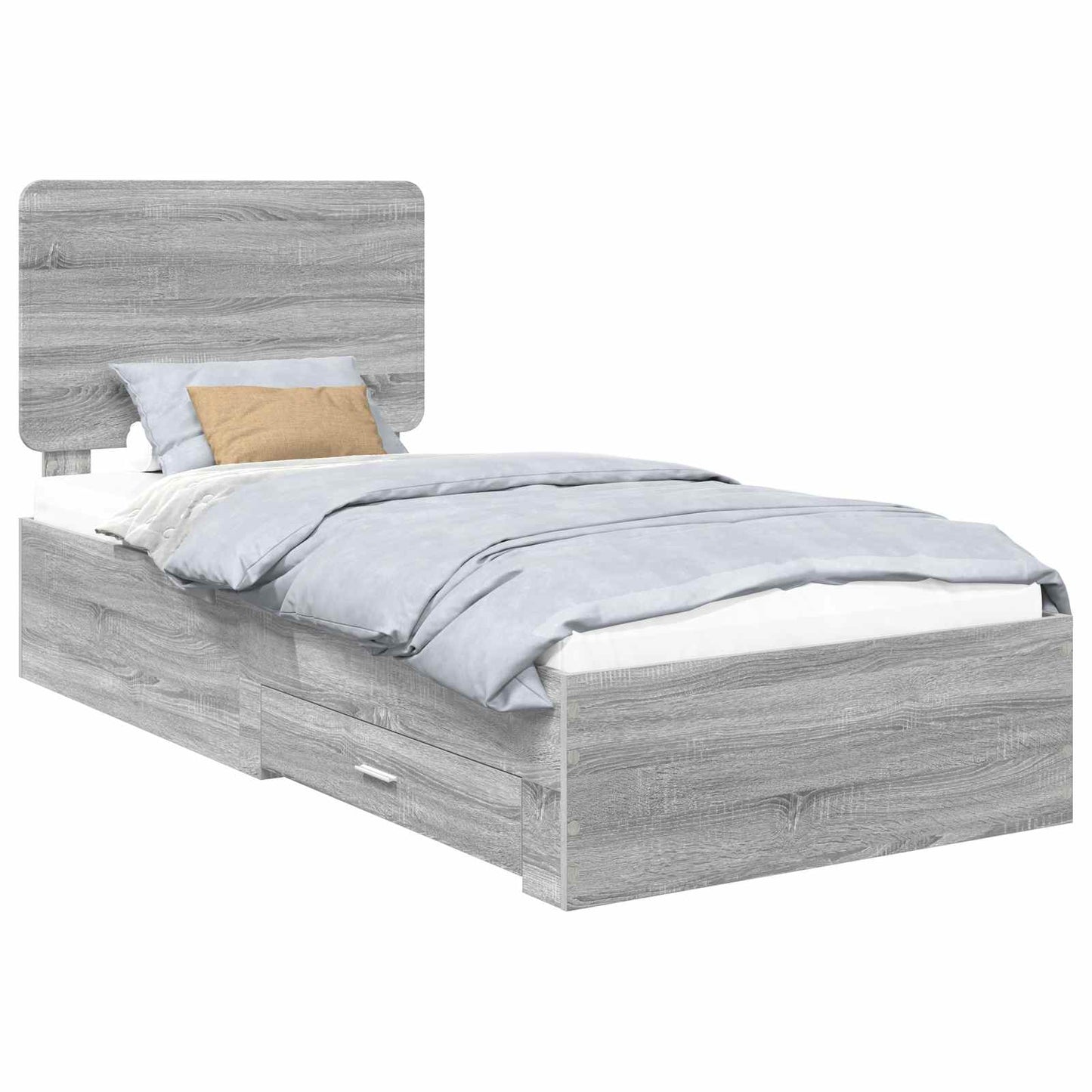 Bed Frame with Drawer Grey Sonoma 90 x 190 cm Engineered Wood