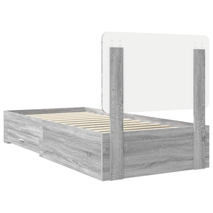 Bed Frame with Drawer Grey Sonoma 90 x 190 cm Engineered Wood