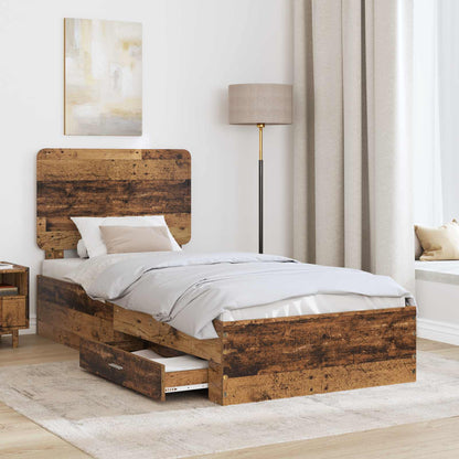 Bed Frame with Headboard Old Wood 90 x 190 cm Engineered Wood