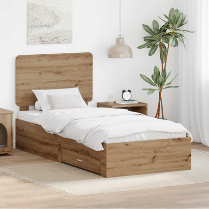 Bed Frame with Drawer Artisan Oak 90 x 190 cm Engineered Wood