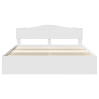 Bed Frame with Headboard White 200 x 200 cm Solid Pine Wood