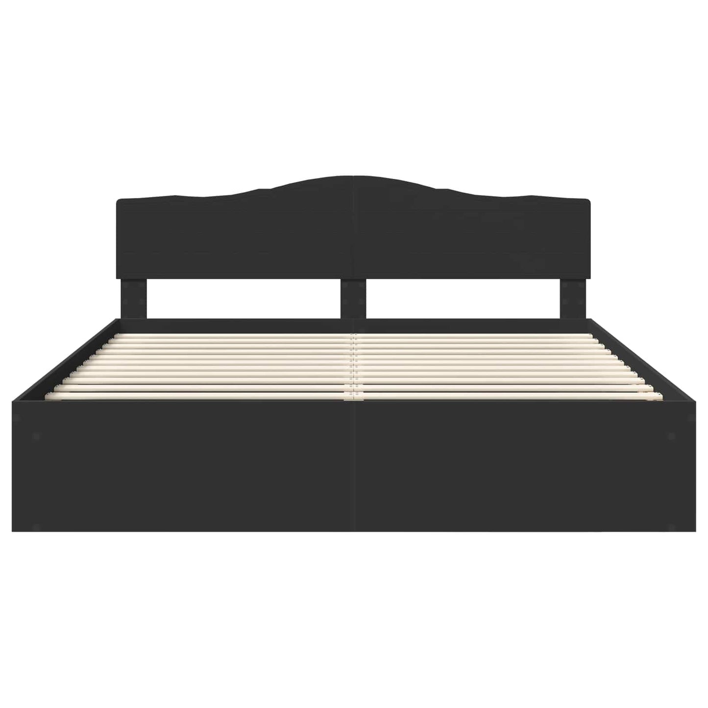 Bed Frame with Headboard Black 200 x 200 cm Solid Pine Wood