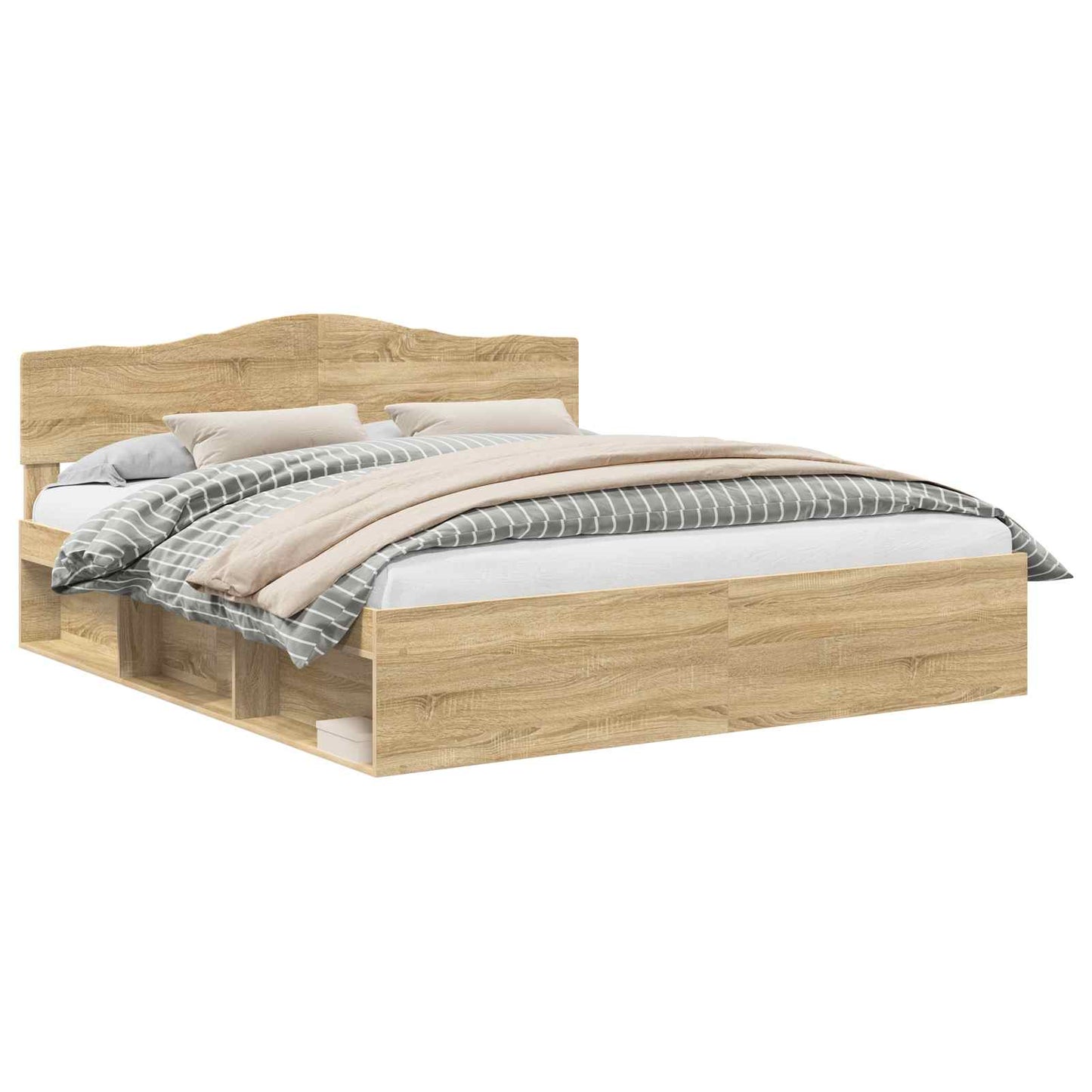 Bed Frame with Headboard Sonoma 200 x 200 cm Solid Pine Wood