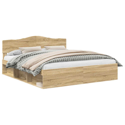 Bed Frame with Headboard Sonoma 200 x 200 cm Solid Pine Wood