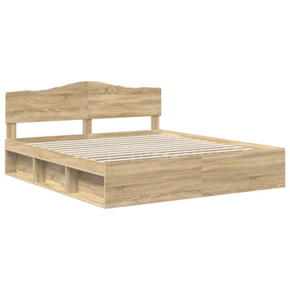 Bed Frame with Headboard Sonoma 200 x 200 cm Solid Pine Wood