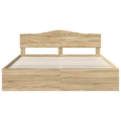 Bed Frame with Headboard Sonoma 200 x 200 cm Solid Pine Wood