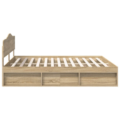 Bed Frame with Headboard Sonoma 200 x 200 cm Solid Pine Wood