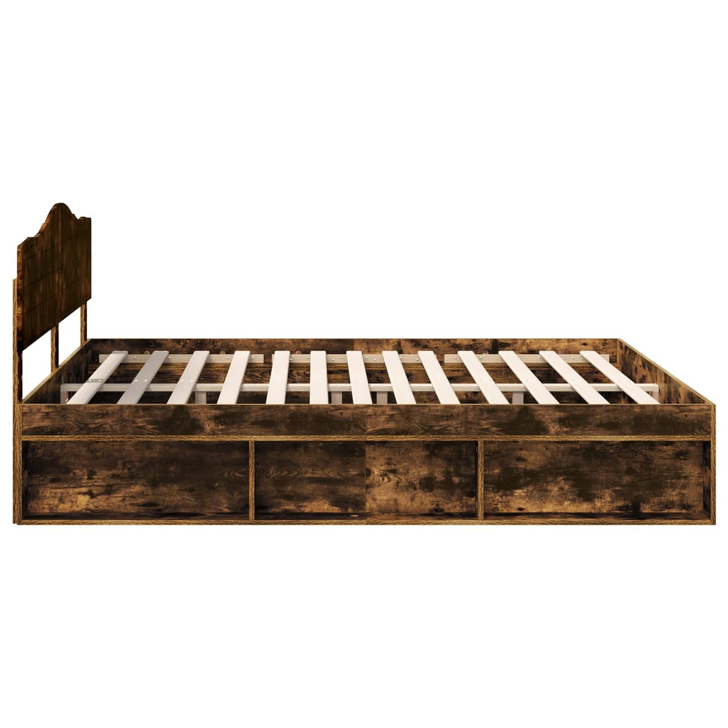 Bed Frame Smoked Oak 200 x 200 cm Solid Pine Wood