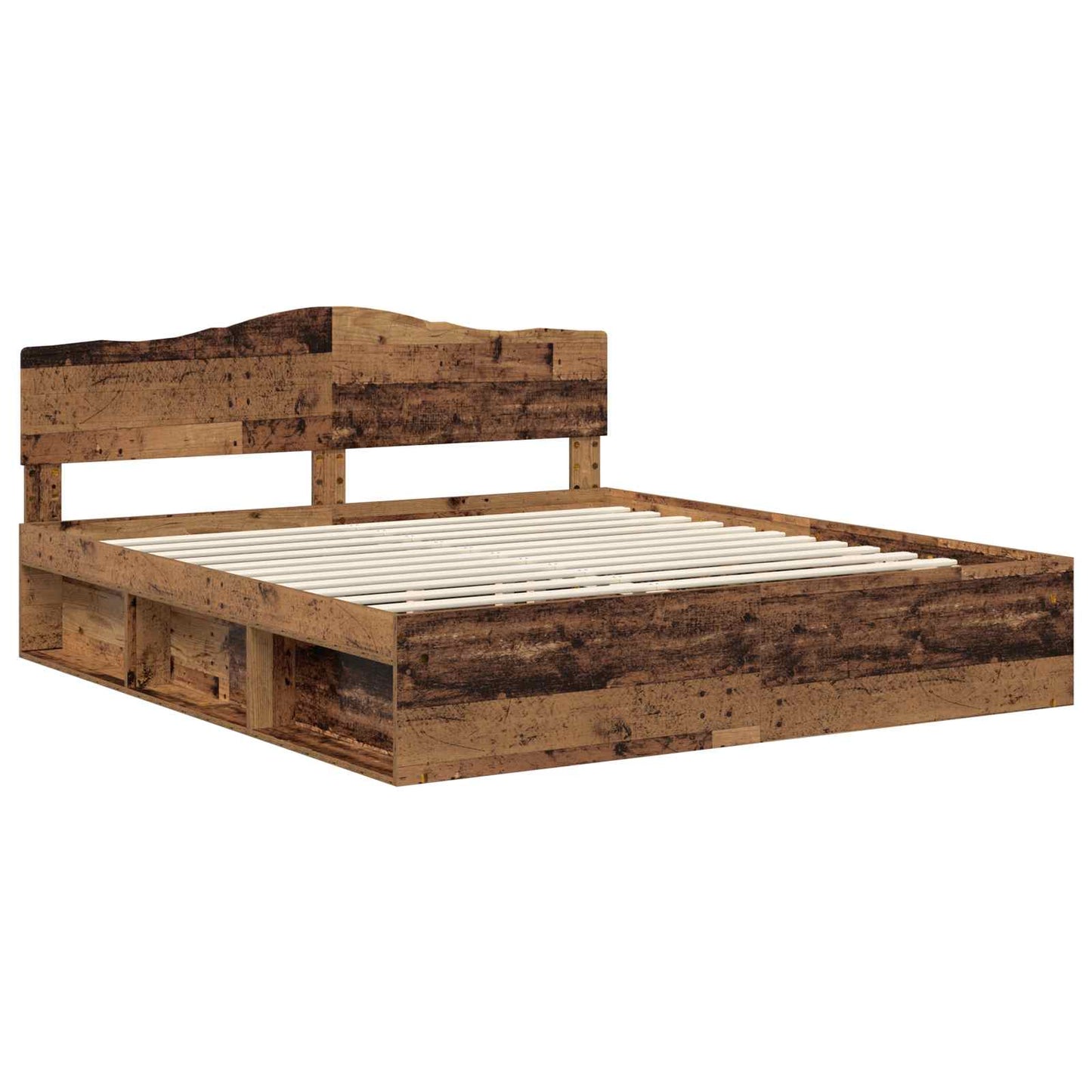 Bed Frame with Headboard Old Wood 200 x 200 cm Solid Pine Wood