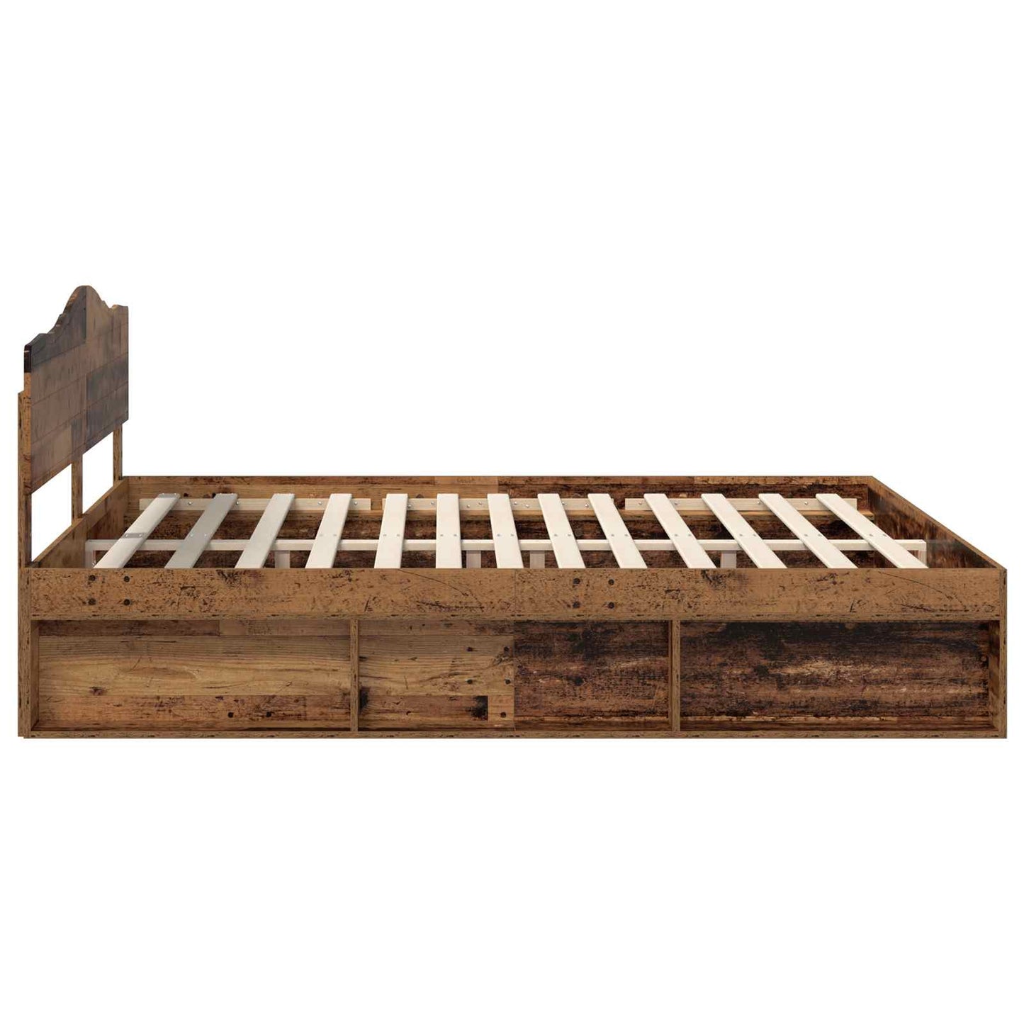 Bed Frame with Headboard Old Wood 200 x 200 cm Solid Pine Wood