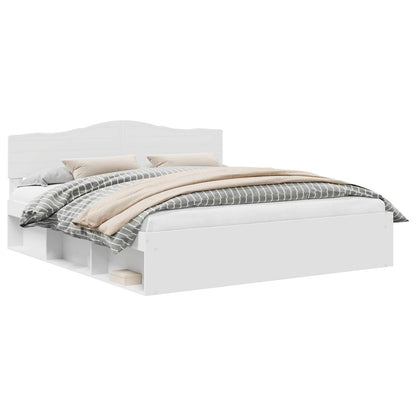 Bed Frame with Headboard White 180 x 200 cm Solid Pine Wood