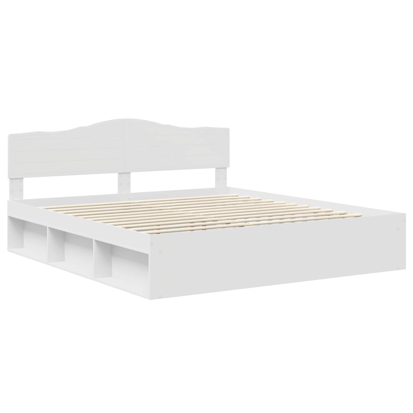 Bed Frame with Headboard White 180 x 200 cm Solid Pine Wood