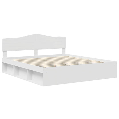 Bed Frame with Headboard White 180 x 200 cm Solid Pine Wood