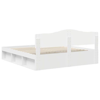 Bed Frame with Headboard White 180 x 200 cm Solid Pine Wood