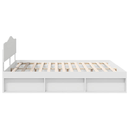 Bed Frame with Headboard White 180 x 200 cm Solid Pine Wood