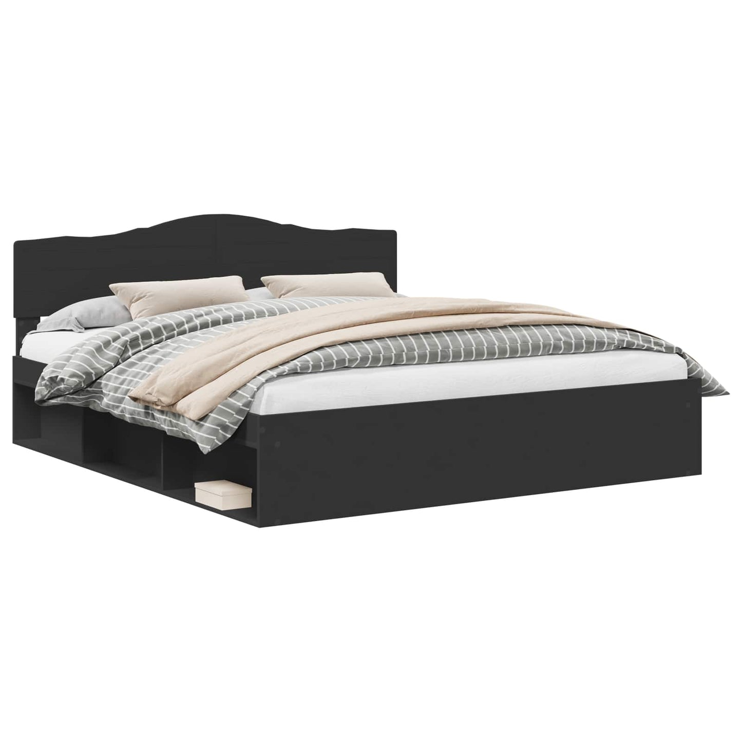 Bed Frame with Headboard Black 180 x 200 cm Solid Pine Wood