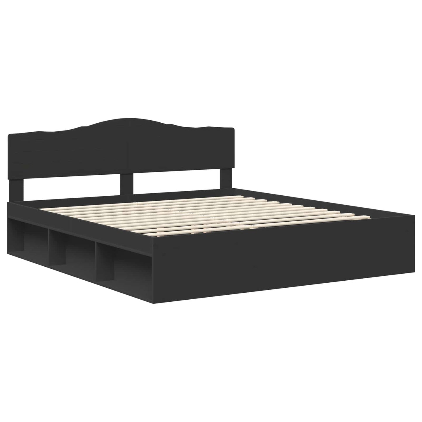 Bed Frame with Headboard Black 180 x 200 cm Solid Pine Wood