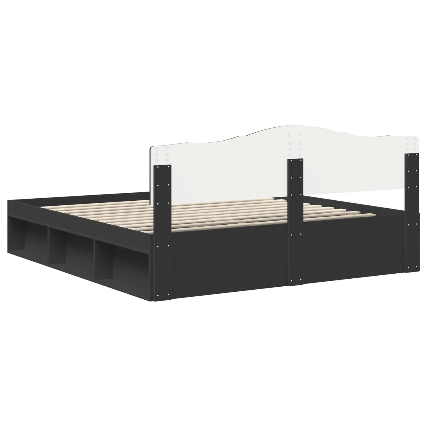 Bed Frame with Headboard Black 180 x 200 cm Solid Pine Wood