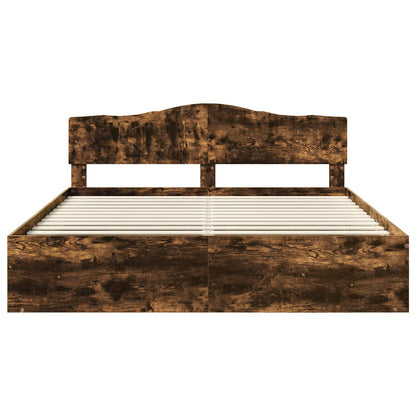 Bed Frame Smoked Oak 180 x 200 cm Solid Pine Wood
