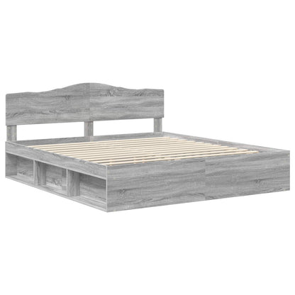 Bed Frame Grey Sonoma 180 x 200 cm Solid Pine Wood