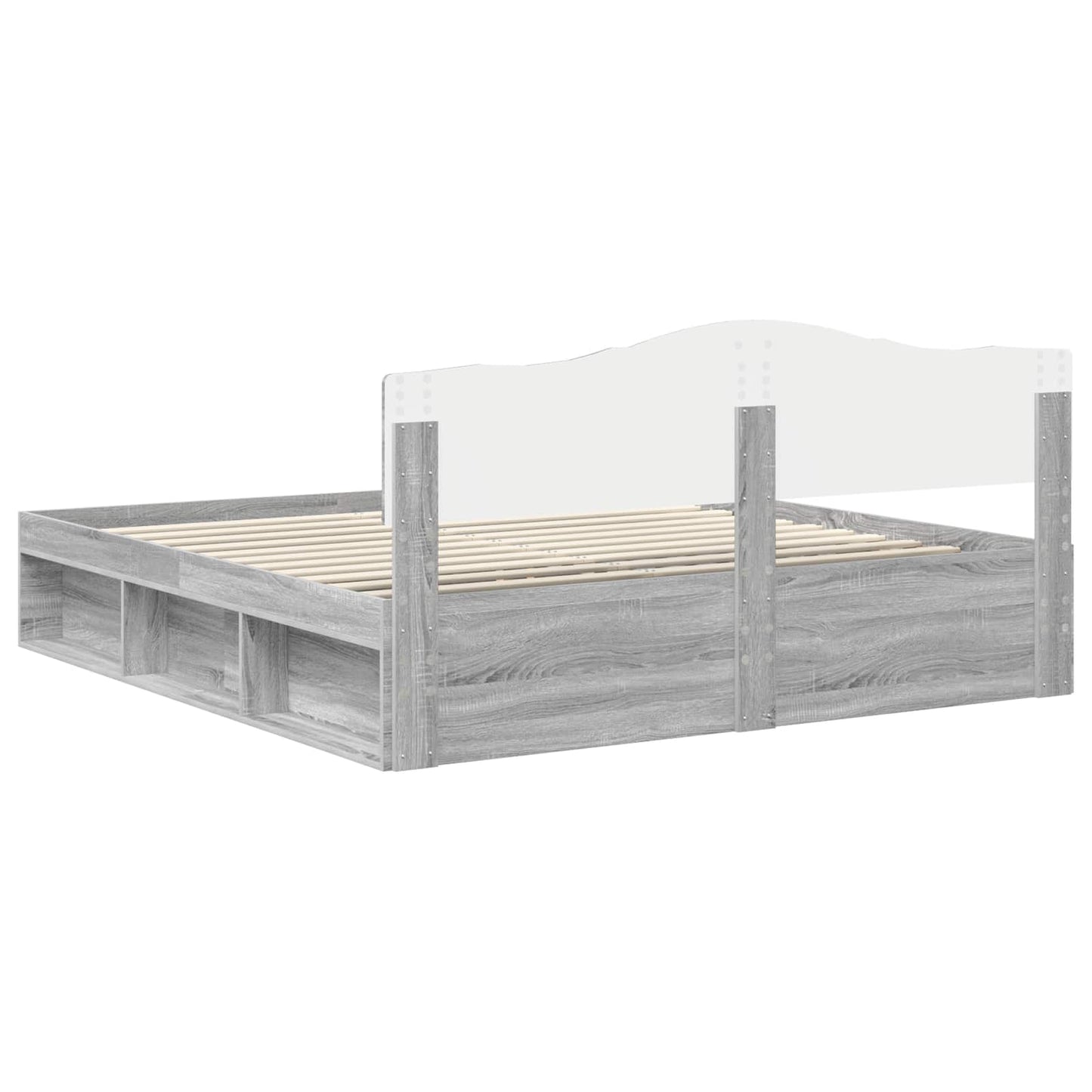 Bed Frame Grey Sonoma 180 x 200 cm Solid Pine Wood
