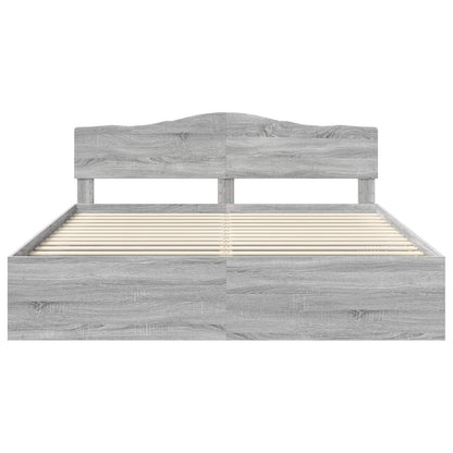 Bed Frame Grey Sonoma 180 x 200 cm Solid Pine Wood