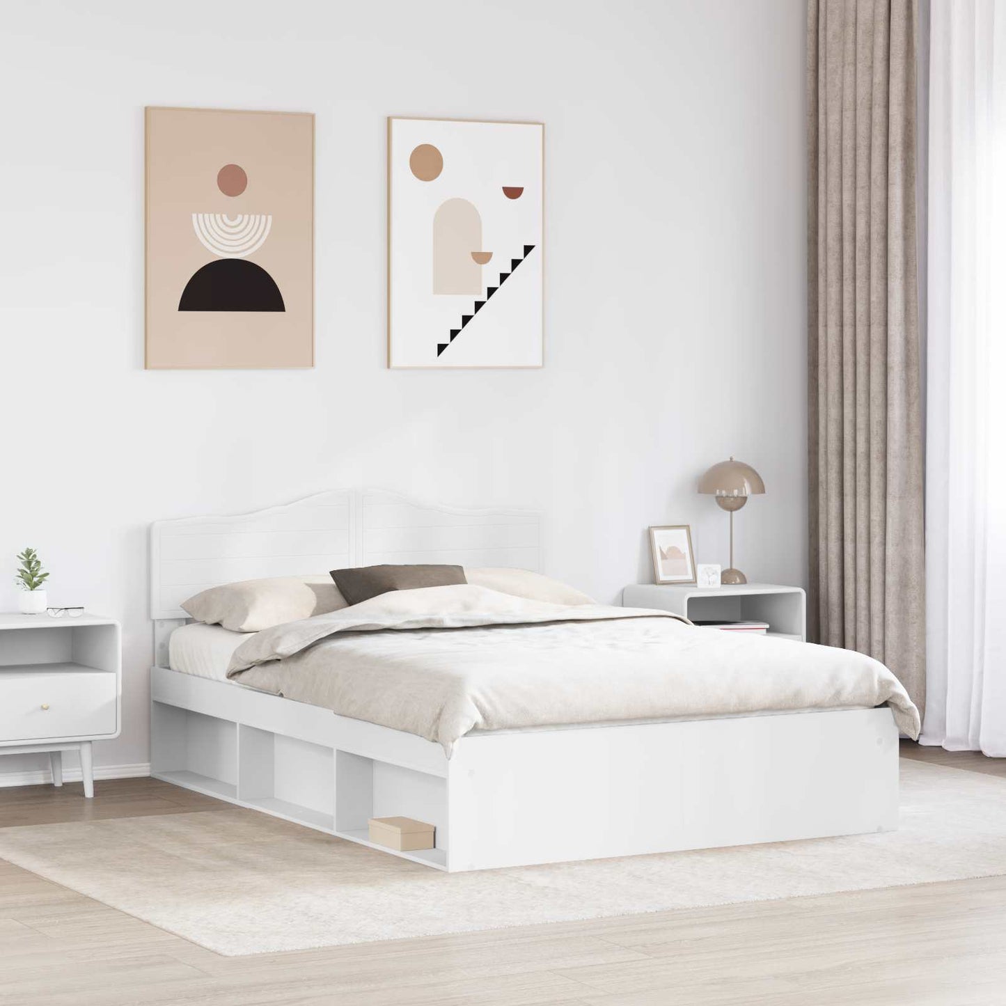Bed Frame with Headboard White 160 x 200 cm Solid Pine Wood