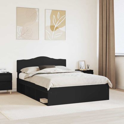 Bed Frame with Headboard Black 160 x 200 cm Solid Pine Wood