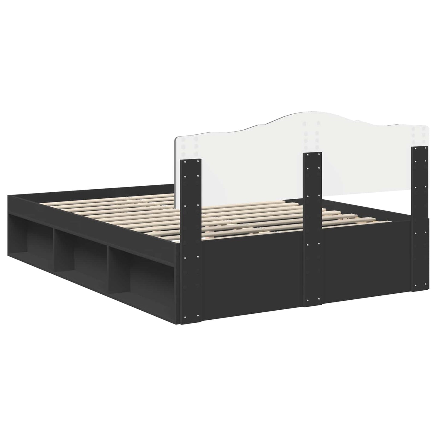 Bed Frame with Headboard Black 160 x 200 cm Solid Pine Wood