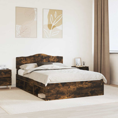 Bed Frame Smoked Oak 160 x 200 cm Solid Pine Wood
