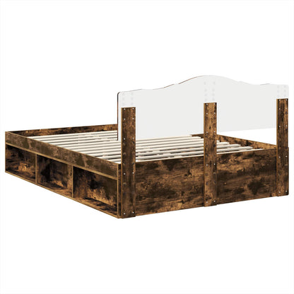 Bed Frame Smoked Oak 160 x 200 cm Solid Pine Wood