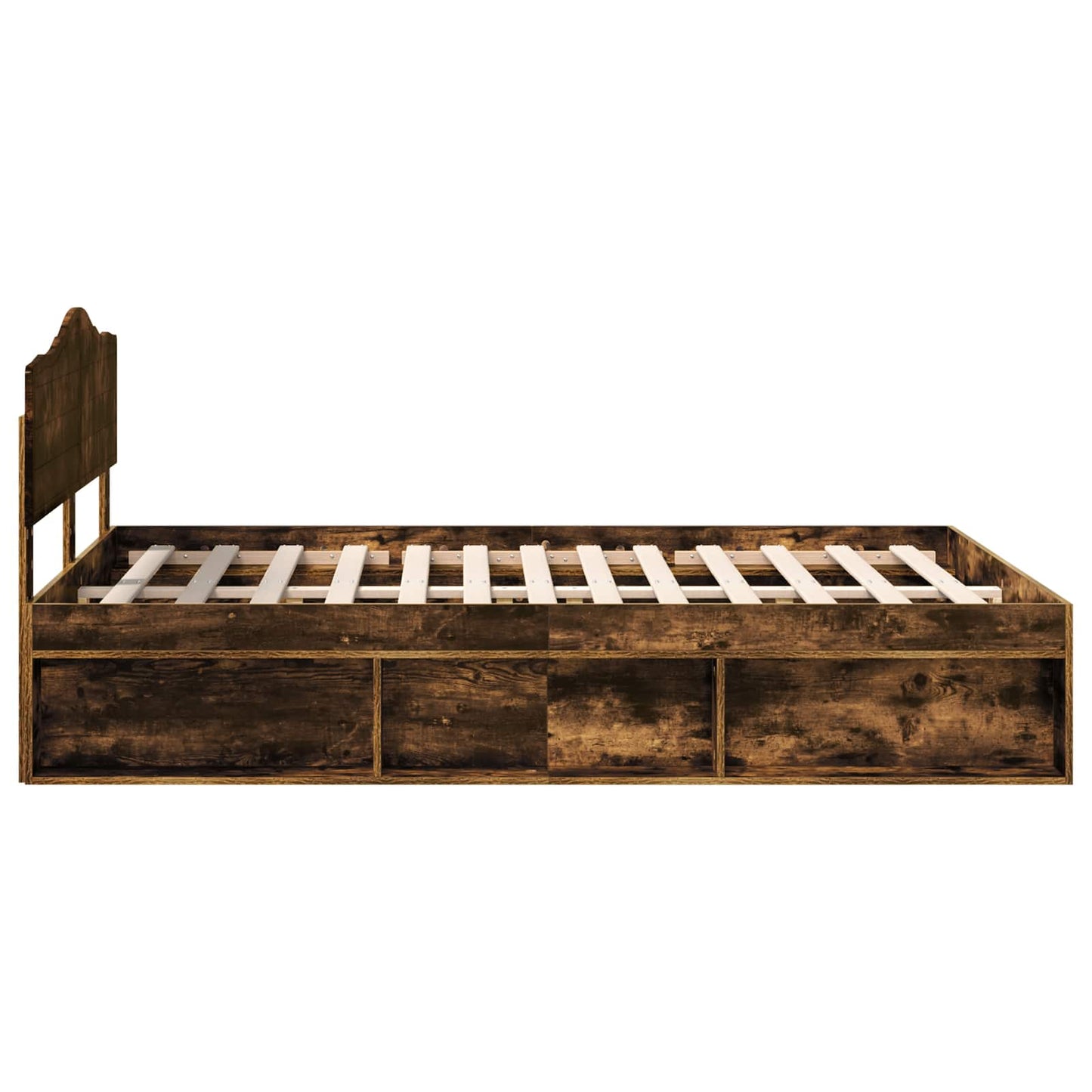 Bed Frame Smoked Oak 160 x 200 cm Solid Pine Wood