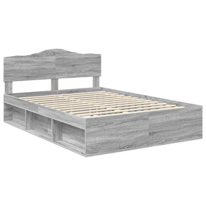 Bed Frame Grey Sonoma 160 x 200 cm Solid Pine Wood
