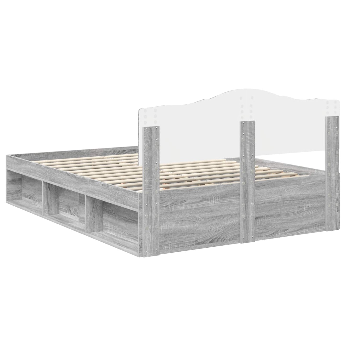Bed Frame Grey Sonoma 160 x 200 cm Solid Pine Wood