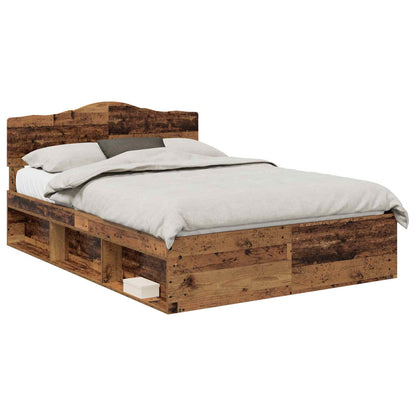 Bed Frame with Headboard Old Wood 160 x 200 cm Solid Pine Wood
