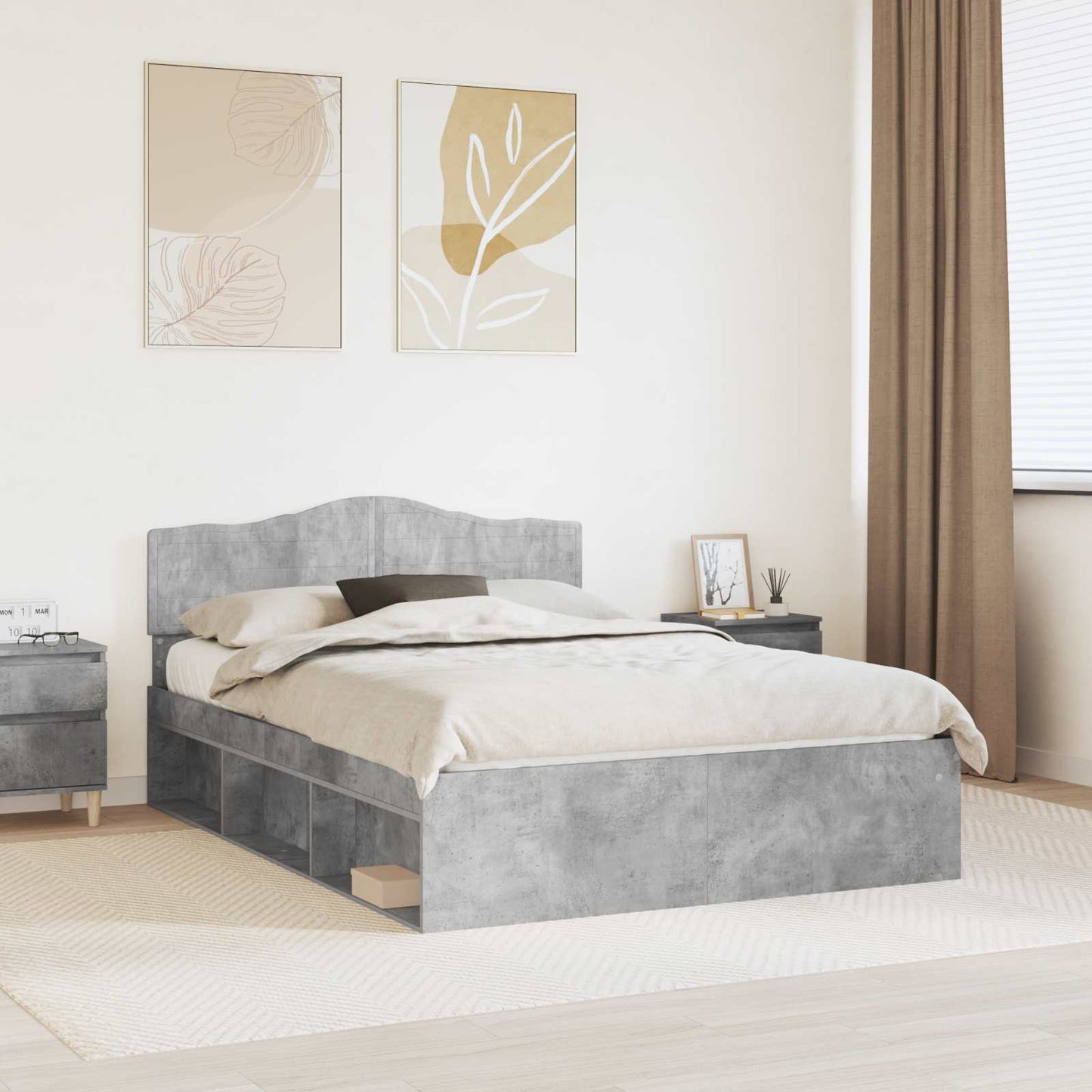 Bed Frame Concerte Grey 150 x 200 cm Solid Pine Wood