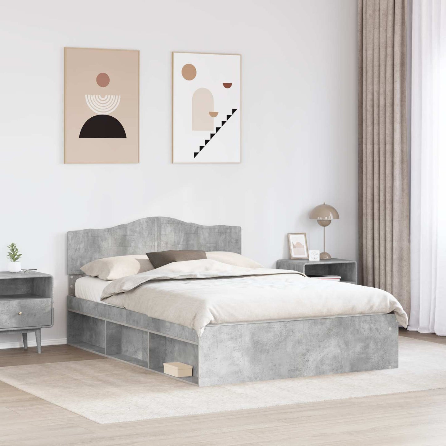 Bed Frame Concerte Grey 150 x 200 cm Solid Pine Wood