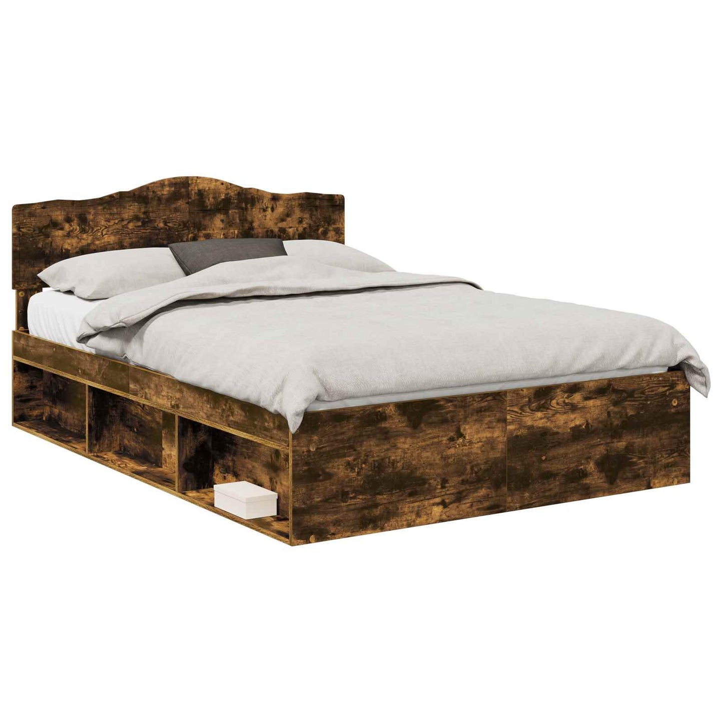 Bed Frame Smoked Oak 150 x 200 cm Solid Pine Wood